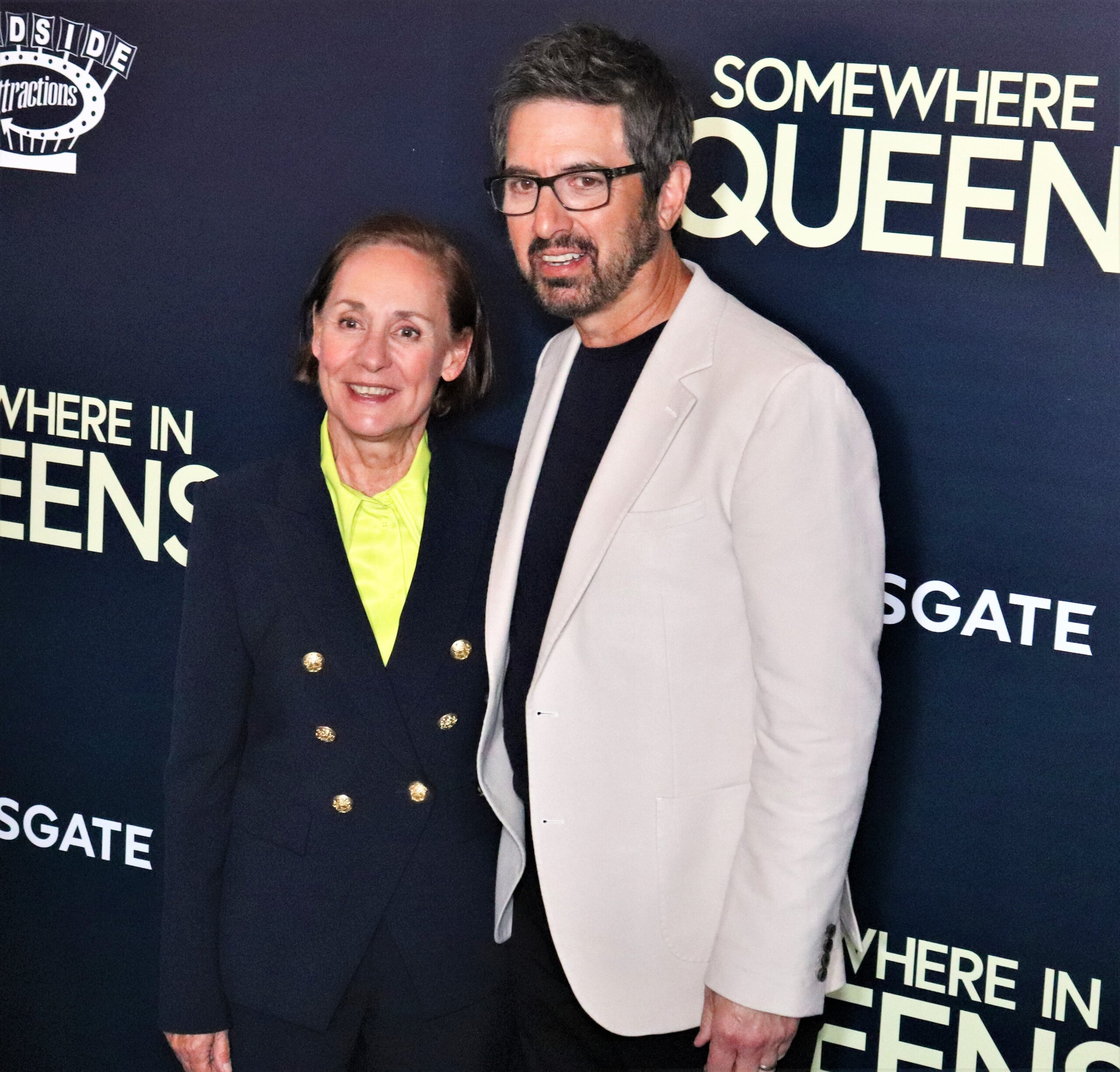 Laurie Metcalf, who plays Angela Russo (L) and Ray Romano (R) who plays Leo Russo in Somewhere in Queens (Photo by Michael Dorgan)