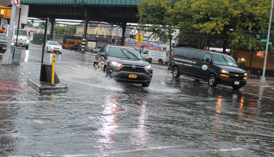 Heavy rain drenches Queens neighborhoods, causing extreme flash
