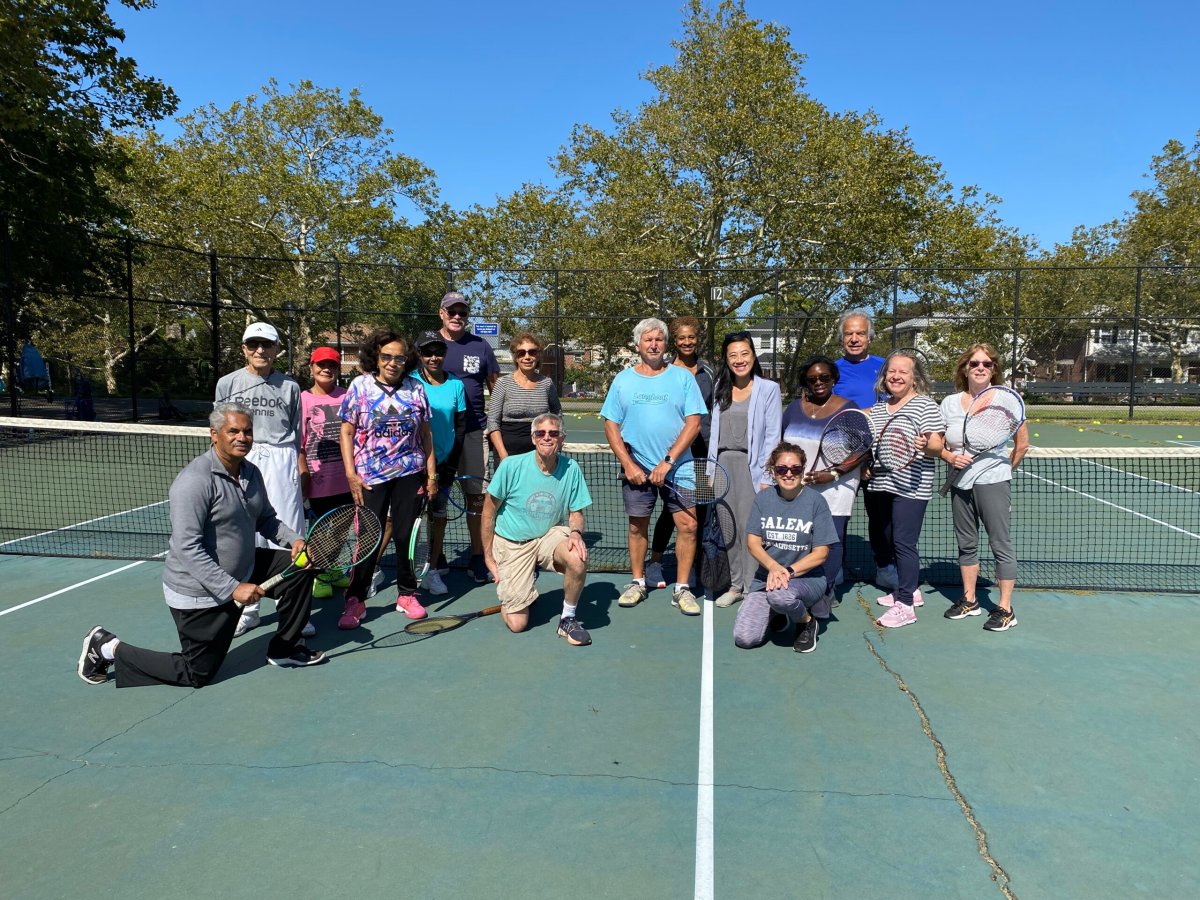 Flushing councilwoman joins senior citizens for free tennis program in Flushing councilwoman joins senior citizens for free tennis program in
