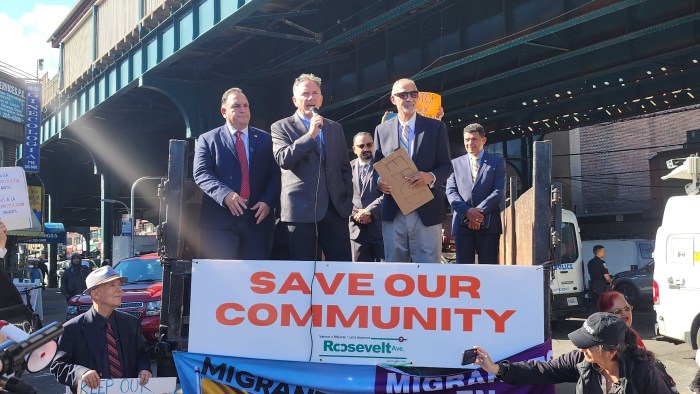 Marty Dolan speaks during Sunday's rally. 