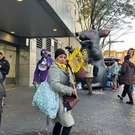 32BJ union members at Gertz Plaza Mall Tuesday protesting against a decision to slash wages and cut benefits for cleaners. Photo: BJ32