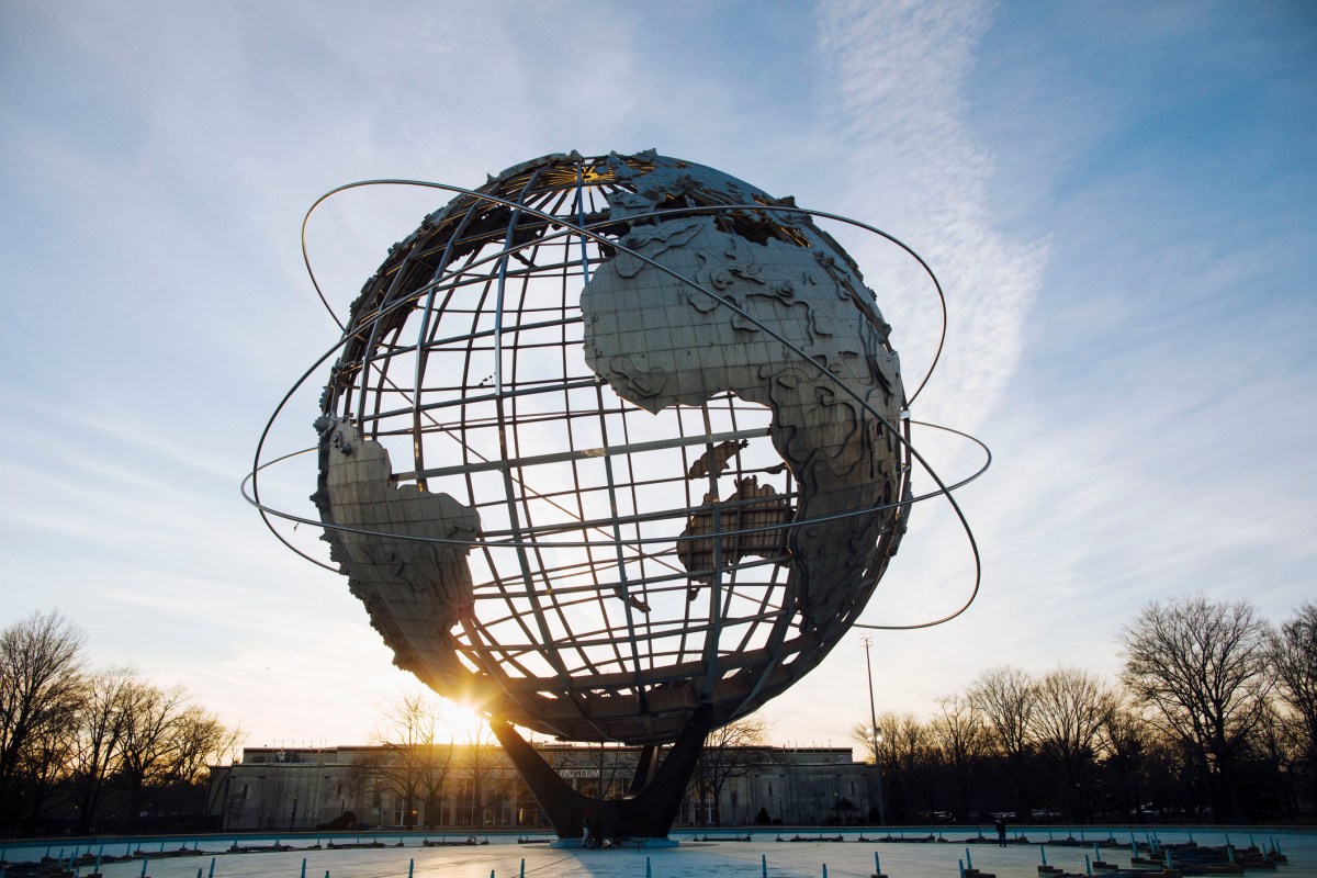 Large globe against sky at Flushing Meadows Corona Park