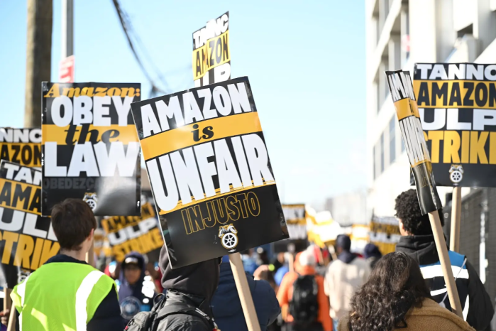 Warehouse workers and drivers at the SBK Amazon facility in Maspeth went on strike last December.