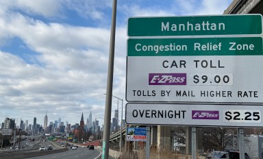 Congestion Pricing Sign along the Long Island Expressway in Queens, New York