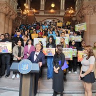 AANHPI coalition gathers in Albany on Tuesday. Photo: Office of State Sen. John Liu