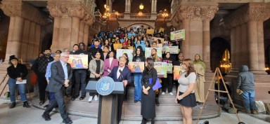 AANHPI coalition gathers in Albany on Tuesday. Photo: Office of State Sen. John Liu