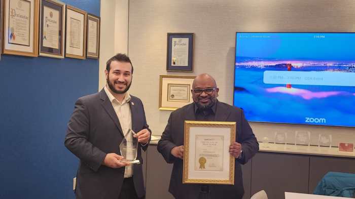 Assembly Member Sam Berger and LiveOnNY CEO Leonard Achan. Photo: Shane O'Brien