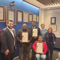 Assembly Member Sam Berger,,LiveOnNY CEO Leonard Achan, Maleni Alvarez, Wajana Vallecillo Pagan, Maria Centeno and representatives from the office of State Sen. Leroy Comrie. Photo: Shane O'Brien