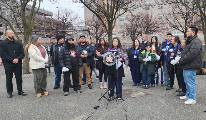 State Sen. Jessica Ramos held a vigil in honor of the five-year anniversary of New York's first Covid death in Elmhurst on Saturday.