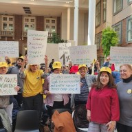 Sunnyside Community Service members at Wednesday's rally in opposition to proposed budget cuts to the New York City Department for the Aging, which could close up to 90 senior centers in the city. Photo: Shane O'Brien