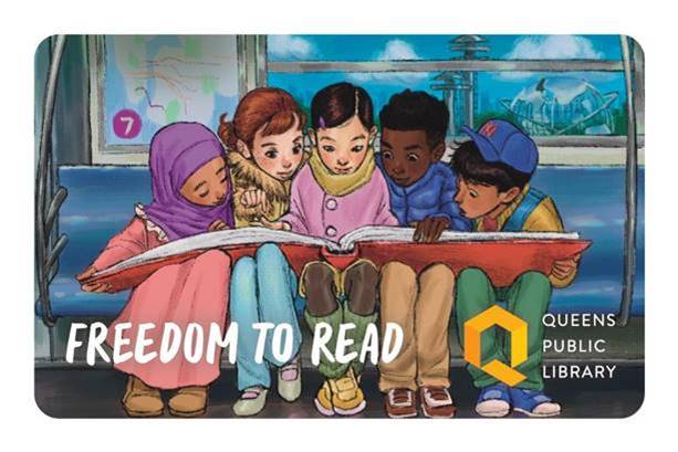 Queens Public Library "Freedom to Read" contest with this design for a new banned book library card.