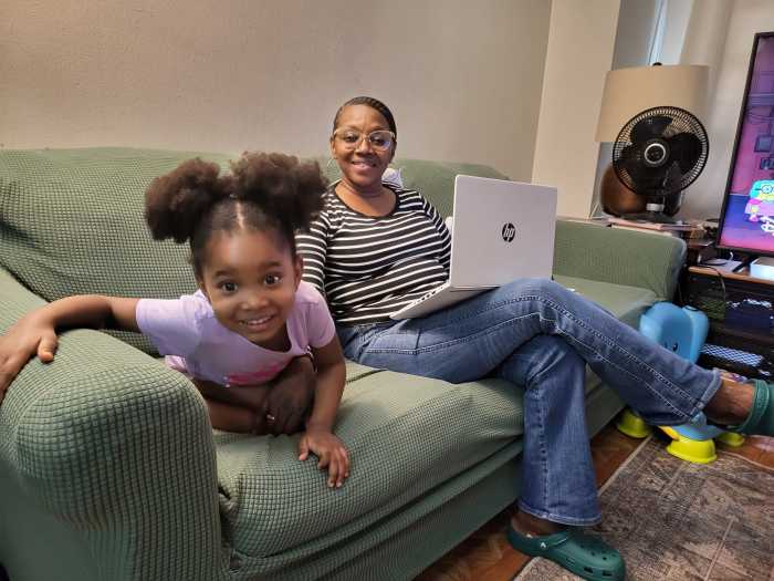 Yolanda Richardson and her niece on her mom's couch. Photo: Yolanda Richardson.