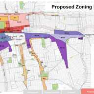 A map showing the overview of the proposed zoning changes in the Jamaica Neighborhood Plan.