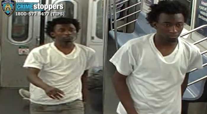 Cops are looking for this suspect who allegedly robbed a 7 train rider after he fell asleep near the Flushing-Main Street subway station.
