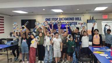 Students at the One Stop Richmond Hill Community Center build rockets and explore space-themed projects during a two-week NASA summer camp in July 2025.