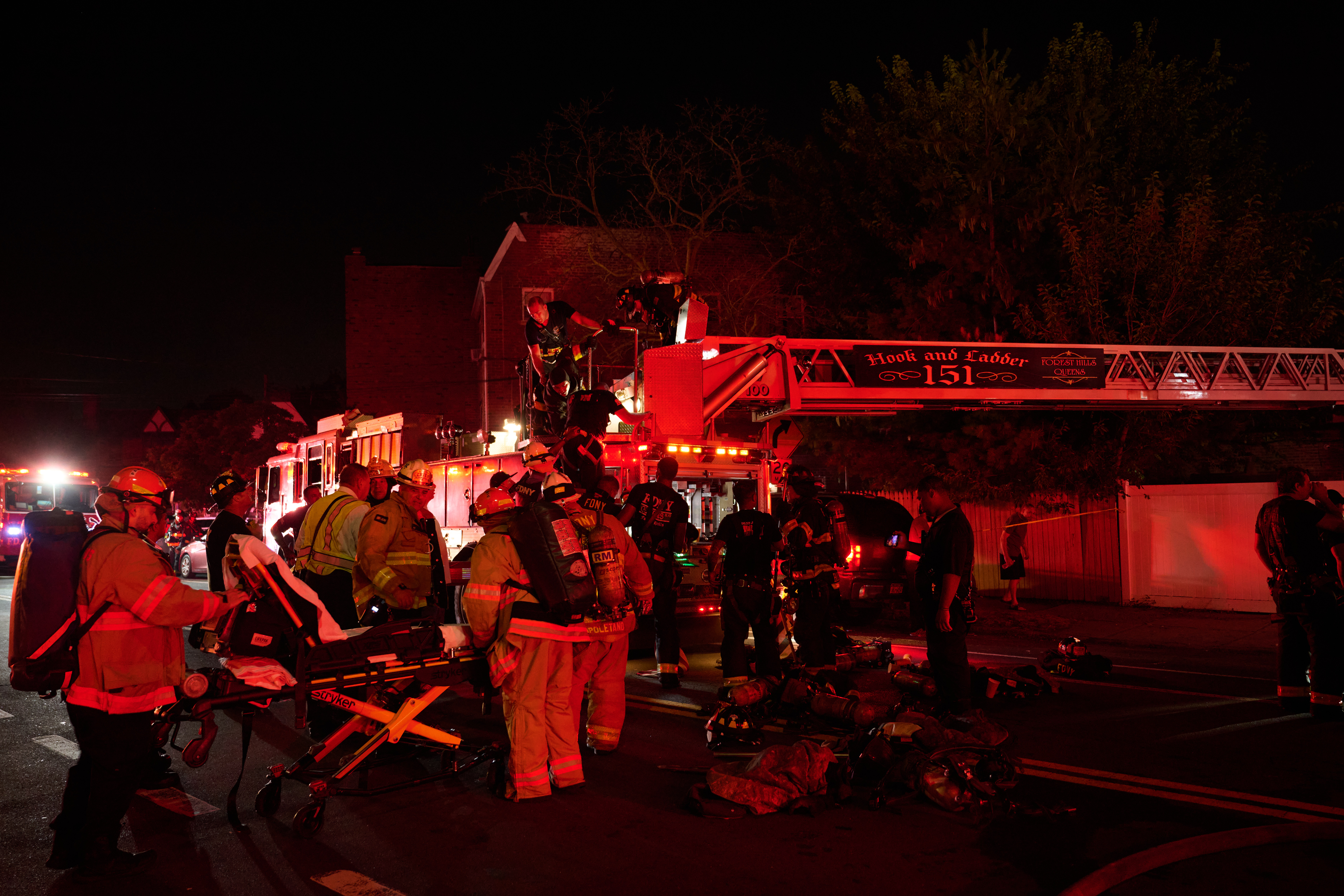 The FDNY battled a ferocious four alarm fire that ripped through seven one-story commercial buildings on Dry Harbor Road in Middle Village on July 28.