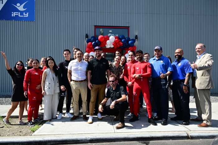 iFly's ribbon-cutting ceremony took place on Borden Avenue on Friday. Photo: Ramy Mahmoud. 