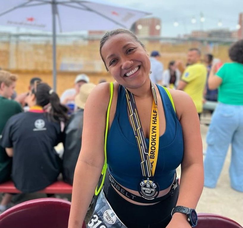 Julia Azcona, the finalist of the NYRR Miles of Impact Award, in Ridgewood.
