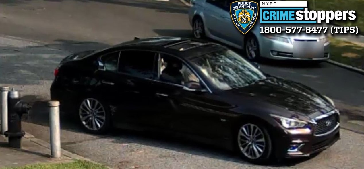 The three men sped away in the dark-colored Infiniti sedan that was last seen on Marathon Parkway heading towards Northern Boulevard.