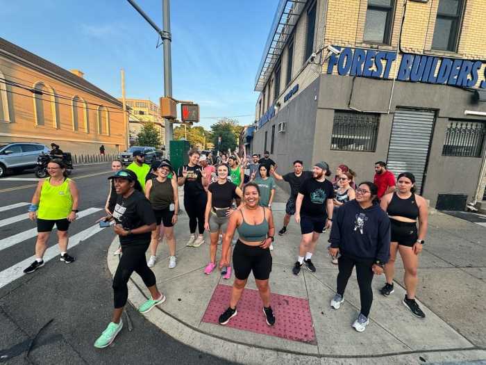 A picture of Ridgewood Runners, a local running club, during one of their group runs in Ridgewood.