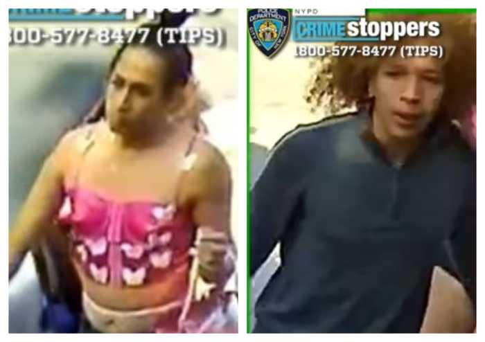 Cops are still looking for these suspects for allegedly beating and robbing a woman during a mugging in Jackson Heights more than a month ago.