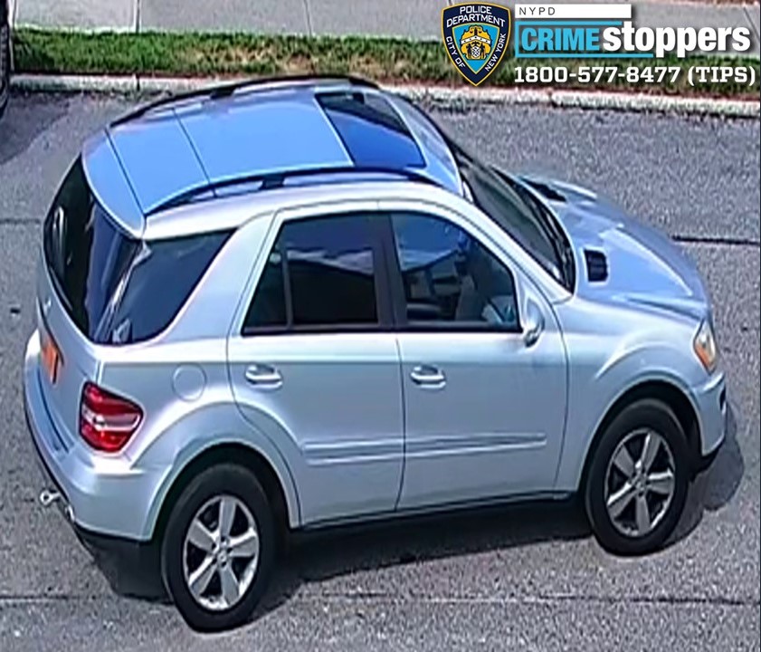 The suspects fled the scene in a silver Mercedes-Benz SUV.
