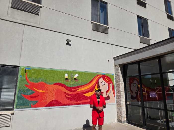 Rodriguez at the mural's unveiling on Wednesday. Photo: Shane O'Brien.