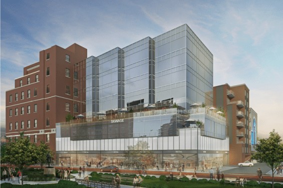 A renderring of the proposed office building at 107-02 Queens Blvd. Renderring Courtesy RJ Capital Holdings