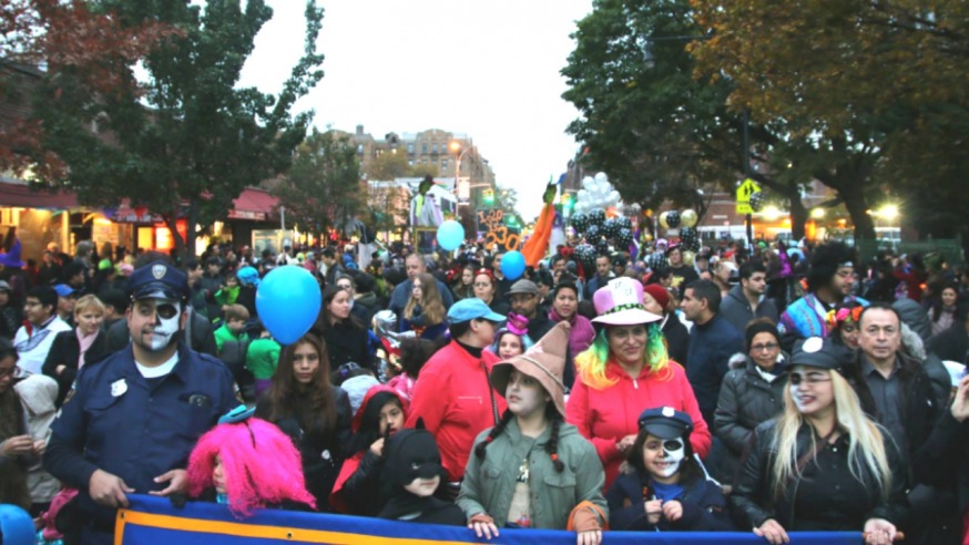 At a prior Jackson Heights Halloween Parade (Photo via Jackson Heights Beautification Group Facebook page)