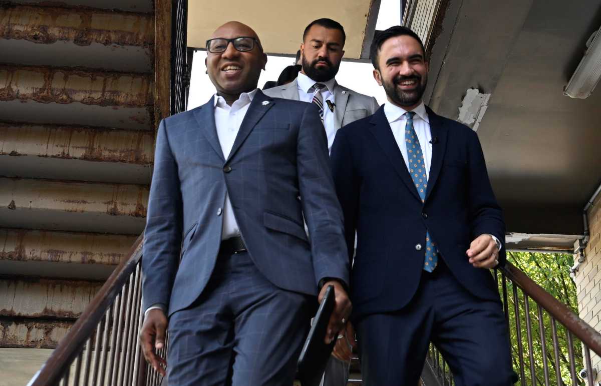 Richards and Mamdani at Friday's endorsement event in Richmond Hill. Photo: Lloyd Mitchell.