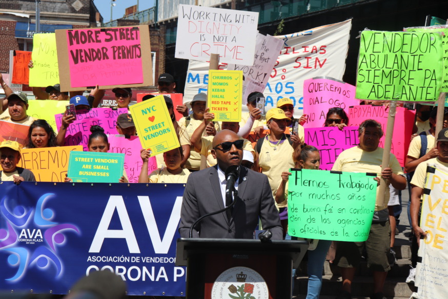 Corona Plaza rally (Photo by Michael Dorgan)