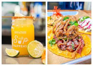 Avo Taco has an array of tasty specialty cocktails and specializes in a range of tacos from chicken, to steak, shrimp, and veggie options.