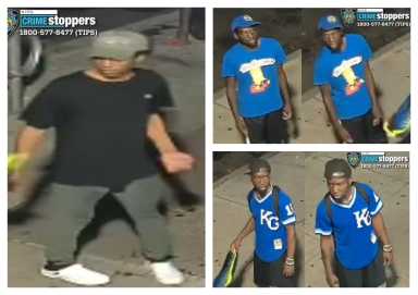 Cops are looking for these three suspects who allegedly robbed two men in Jackson Heights and remain at large a month later.