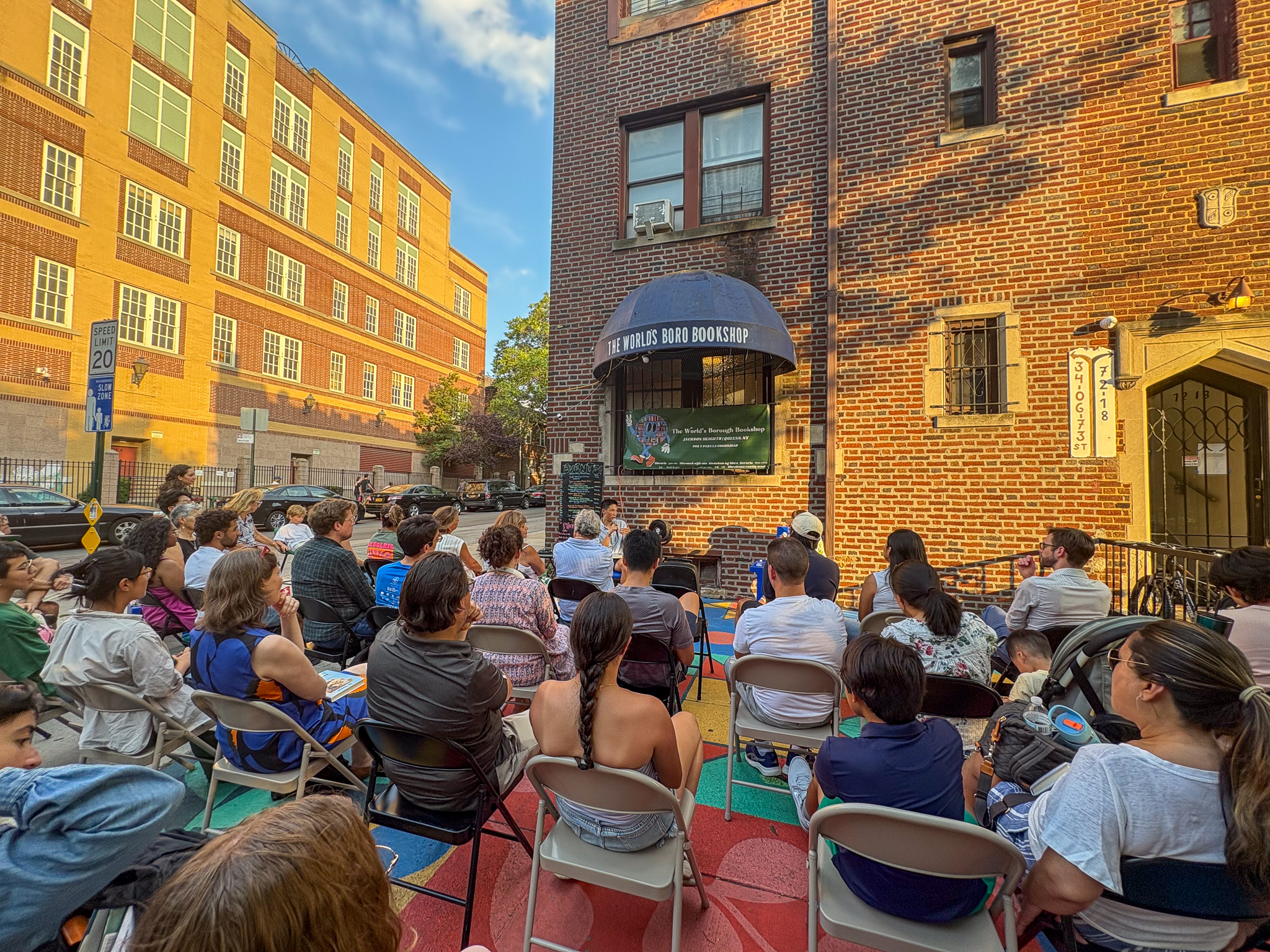 The audience at The World's Borough Bookshop in Jackson Heights.
