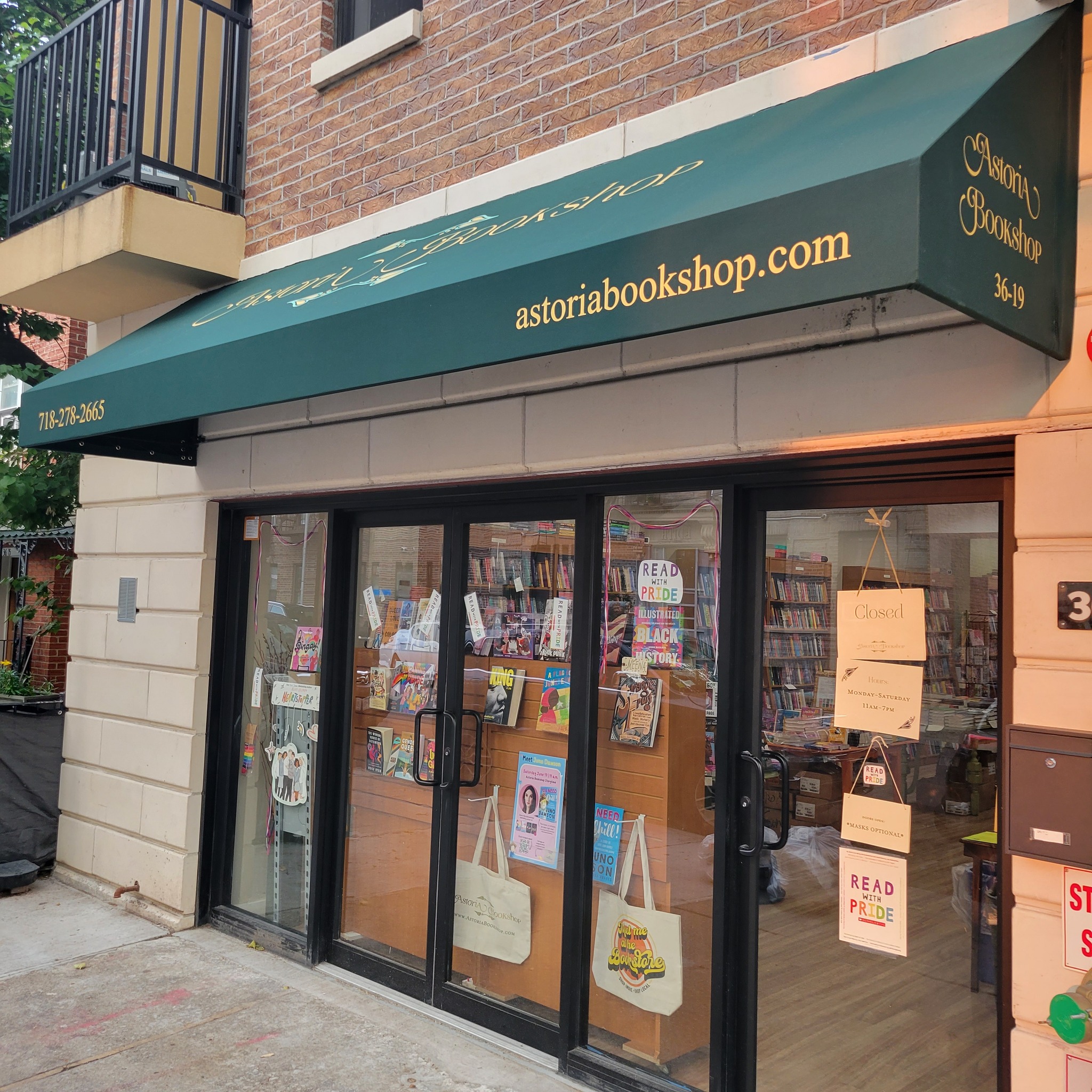 The storefront view of Astoria Bookshop in Astoria.