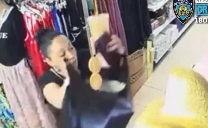 Cops are looking for the suspect who was allegedly shoplifting at a Kew Gardens 99 cents store when she was caught in the act and attacked the woman who saw her stealing merchandise.