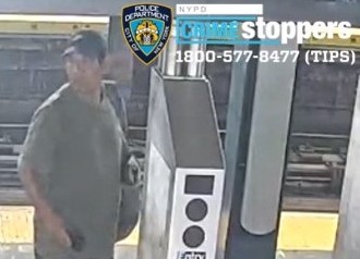 Cops are looking for the suspect who allegedly stole a wallet dropped by a younger man as he passed through the turnstile at the Broadway/North Boulevard station in Woodside.