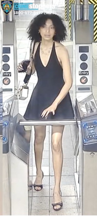 Cops are looking for this suspect who allegedly assaulted an innocent bystander inside the Woodhaven Boulevard subway station for no apparent reason. 