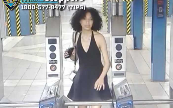 Cops are looking for this suspect who allegedly assaulted an innocent bystander inside the Woodhaven Boulevard subway station for no apparent reason.