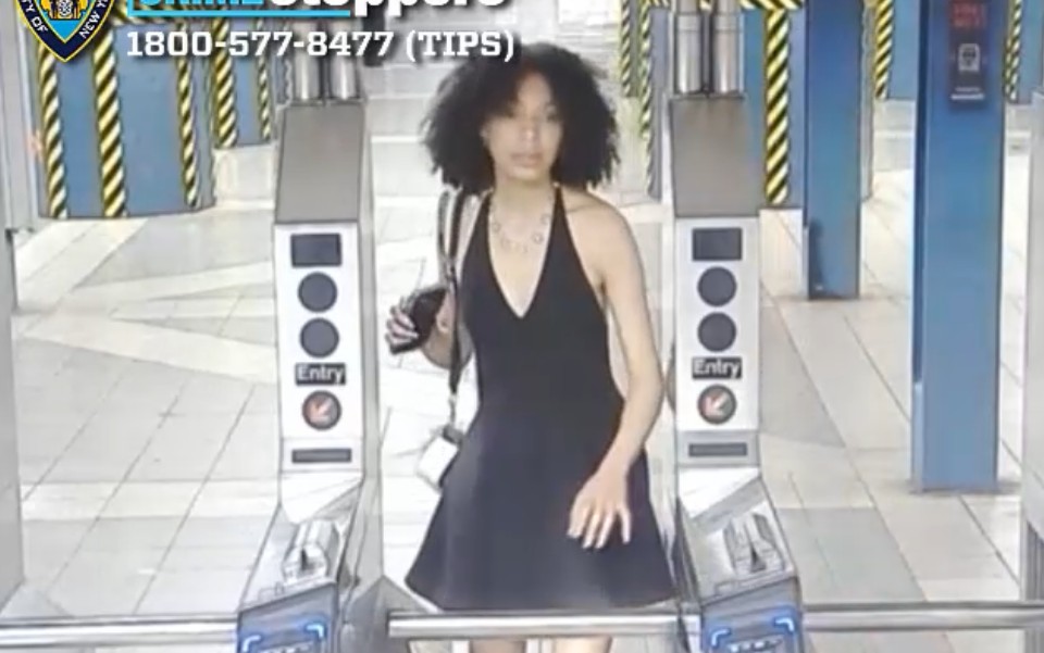 Cops are looking for this suspect who allegedly assaulted an innocent bystander inside the Woodhaven Boulevard subway station for no apparent reason.