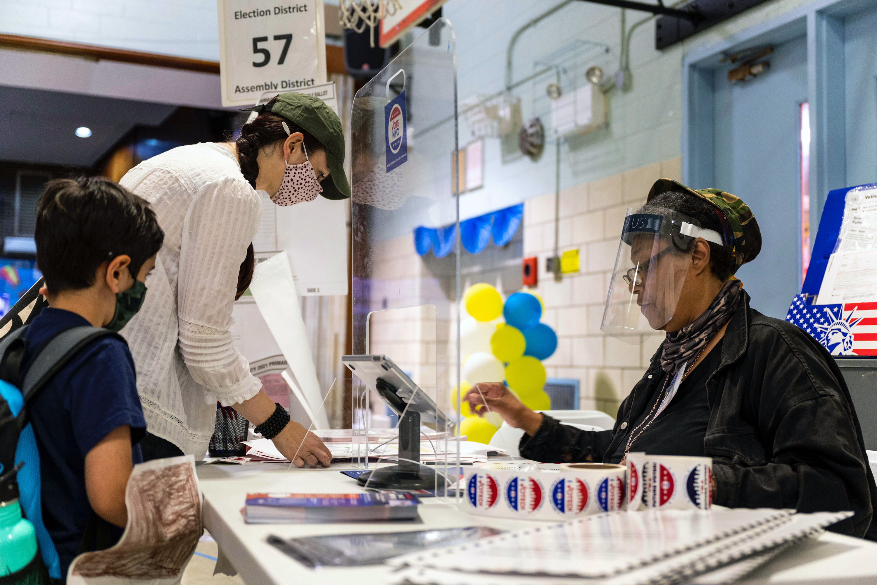 Brooklyn residents vote at P.S. 316 in Prospect Heights on primary day, June 22, 2021.
