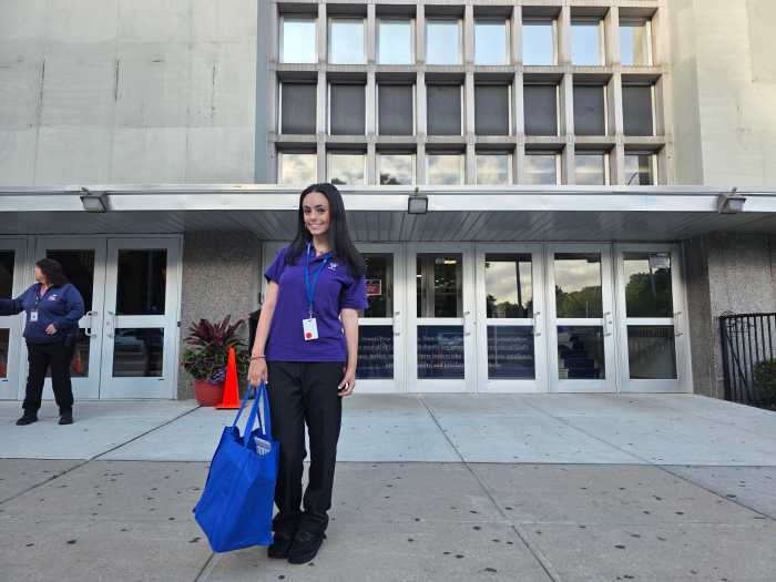 Alicia Sclafani outside St. Francis Prep. Photo: Shane O'Brien.
