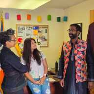 Council Member Shekar Krishnan models outfits provided by Kareena's Closet co-founders Veena Jayadeva and Suchera Sachdev. Photo: Shane O'Brien.