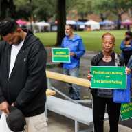 Rochdale Village residents protest against potential 30% rate hikes. Photo: Paul Frangipane.