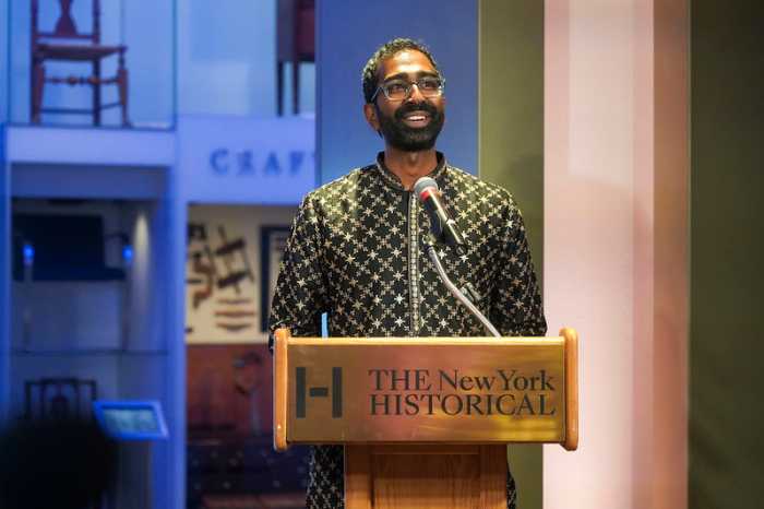 Council Member Shekar Krishnan at the launch of the New York Sari on Sept. 18. Photo: NYC Council Flickr/Gerardo Romo