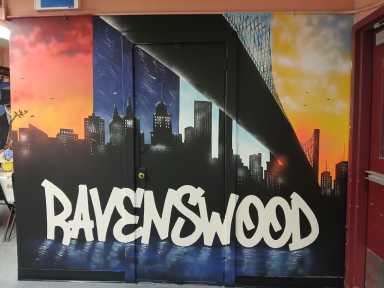 Murals unveiled at the Ravenswood Senior Center as part of a collaborative project between local seniors, Woken Arts and the Public Housing Community Fund. Photo: Heller.