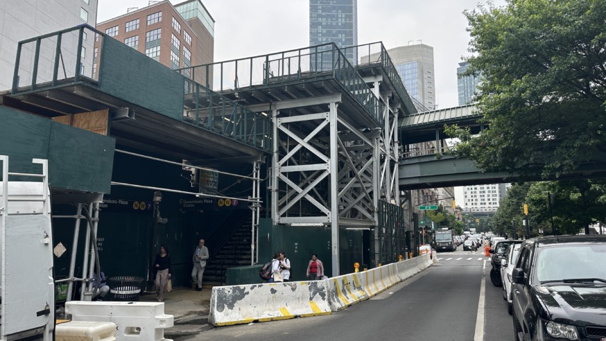 The project at the Queensboro Plaza subway station includes installing two elevators at the southern entrance of the station to make the station fully accessible. (Photo by Michael Dorgan)