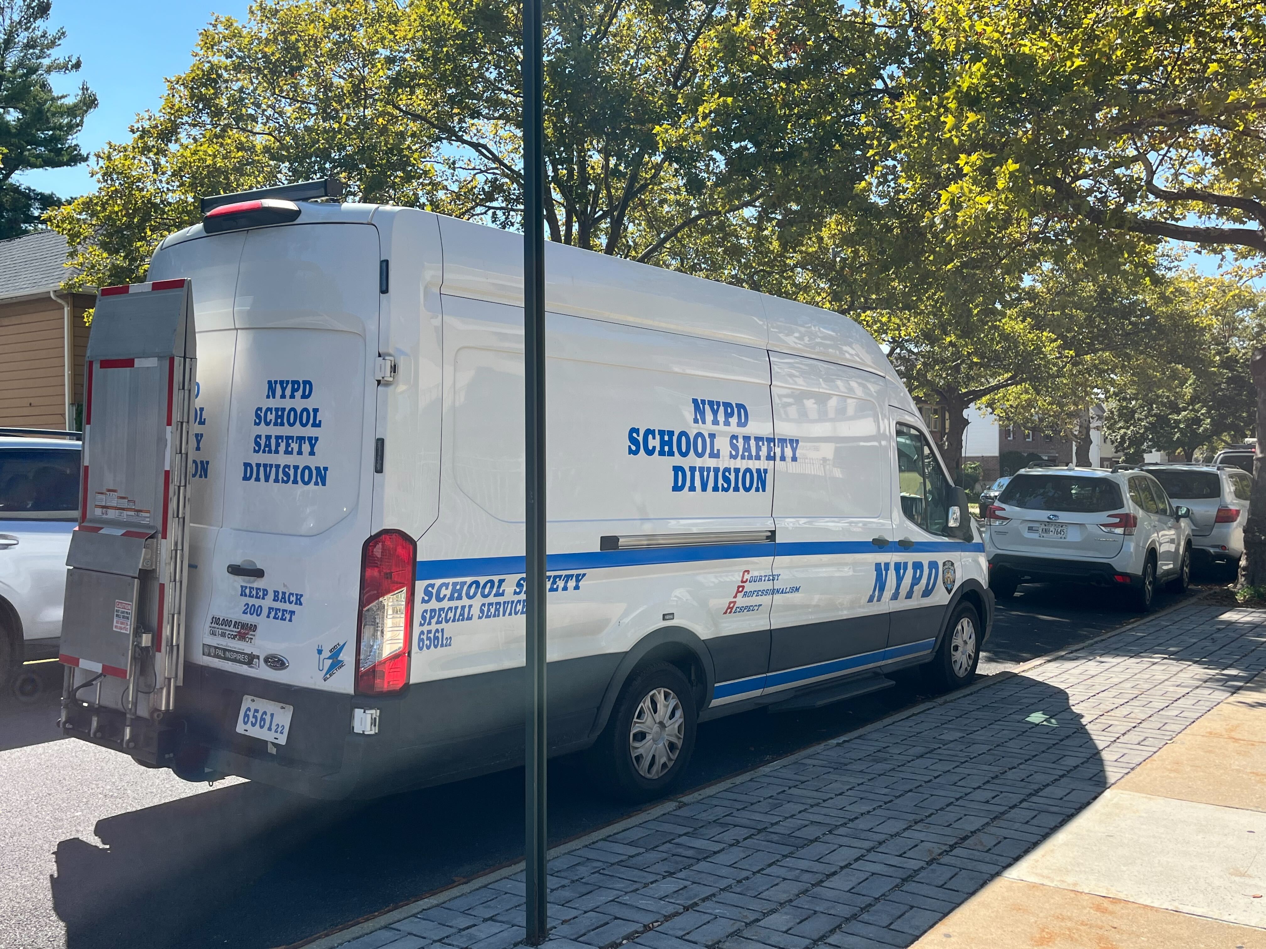 The NYPD had an increased presence around the Benjamin Cardozo High School campus on Sept. 19 and students had to pass through newly installed metal detectors as they entered in the morning.