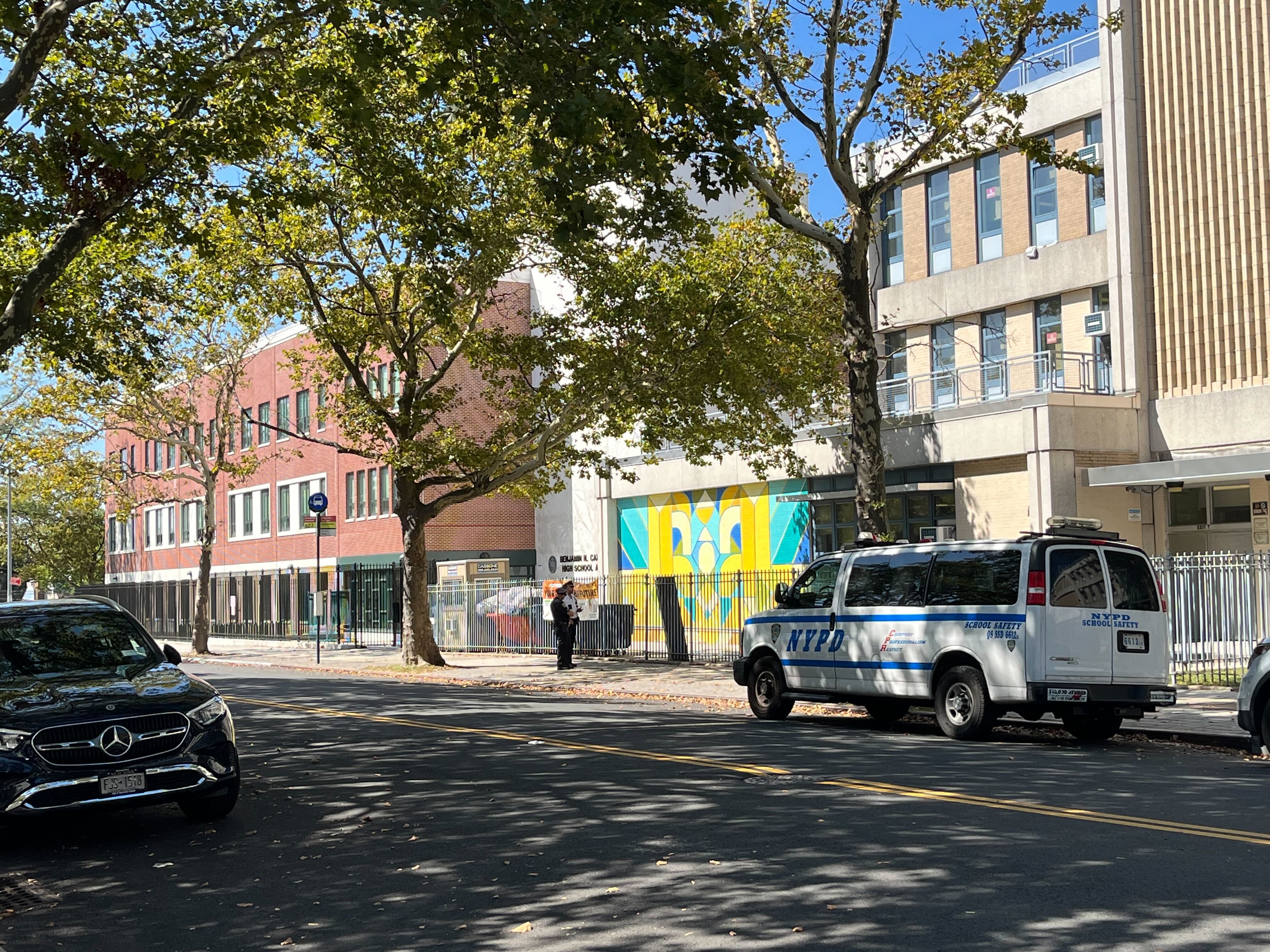 The NYPD had an increased presence around the Benjamin Cardozo High School campus on Sept. 19 and students had to pass through newly installed metal detectors as they entered in the morning.