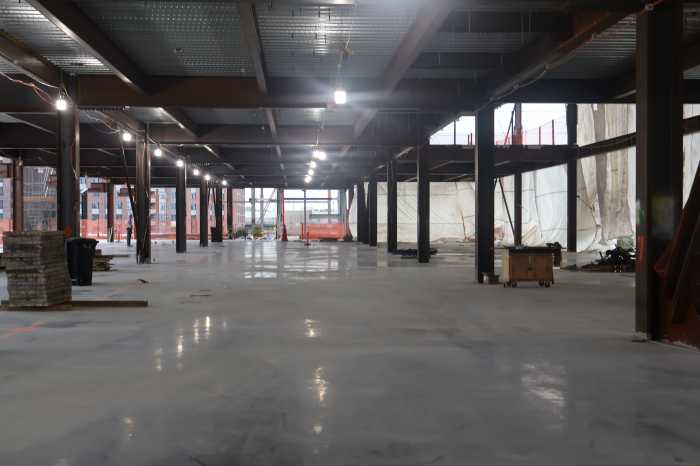 A concourse in the west stand that, when completed, will house NYCFC's Center Line Lounge and Sideline Club. Photo: Dylan Christie.